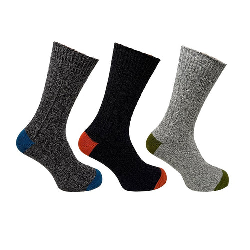 3PK BRAMBLE MENS WOOL BLEND SOCKS WITH COLOUR H&T