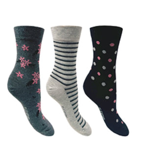 3 PK FLEXITOP LADIES  DESIGN SOCKS