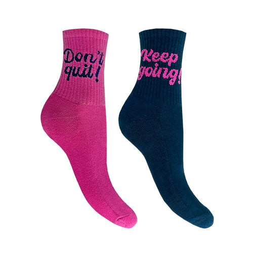 2 PK NICE LADIES MOTIVATION SLOGAN SOCKS