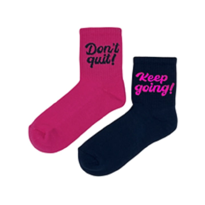 2 PK NICE LADIES MOTIVATION SLOGAN SOCKS