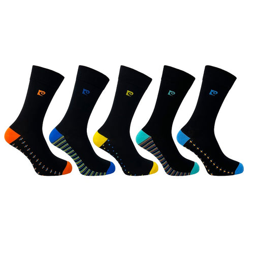 5PK MENS BAMBOO FOOTBED DESIGN SOCKS  7-11