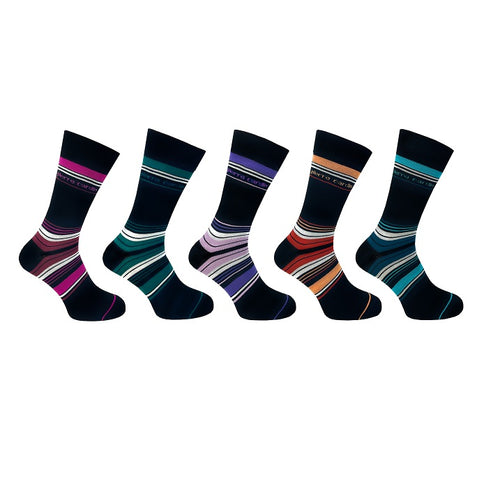 5PK MENS BAMBOO STRIPE DESIGN SOCKS  7-11