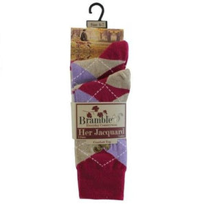 2 PK BRAMBLE HER JACQUARD COMFORT TOP SOCKS