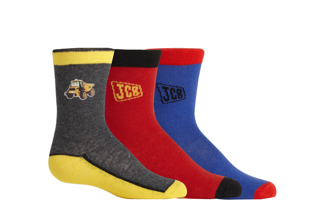 3 PAIRS JCB DOUG CHILDREN SOCKS-MY FIRST JCB