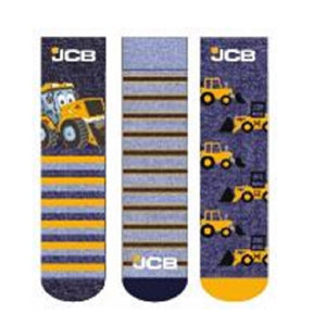 3pk Kids JCB Digger/Stripe Design Socks