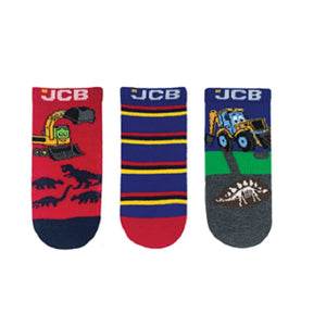 3pk Kids JCB Dinosaur Design Trainer Liners Blue/Red