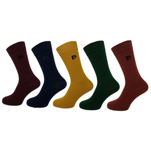 5 PK PIERRE CARDIN MENS PLAIN KNIT COTTON SOCKS